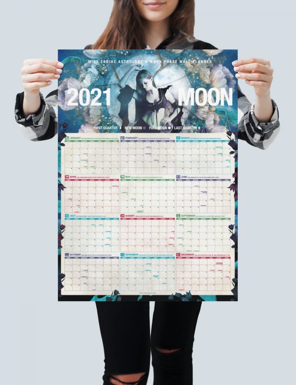 Miss Zodiac Original 2021 Moon Calendar Printed Poster Large Size Comparison