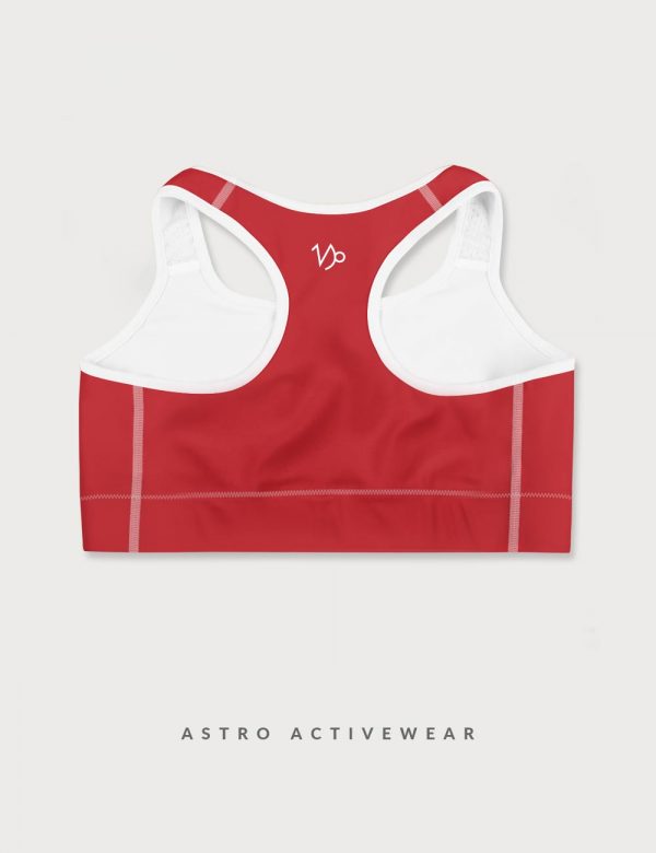 Capricorn Star Sign Font Striped Trainer Printed Sports Bra Red Back