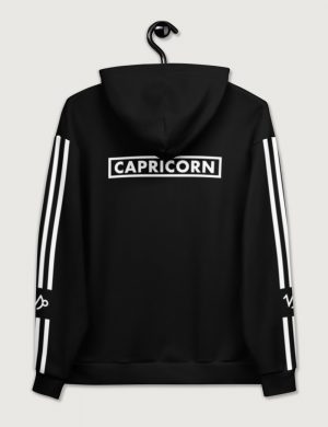 Astrology Capricorn Star Sign Striped Retro Trainer Hoodie Sweater Black Back