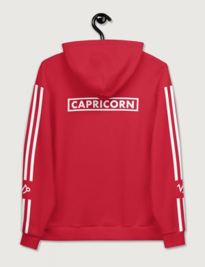 Astrology Capricorn Star Sign Striped Retro Trainer Hoodie Sweater red Back