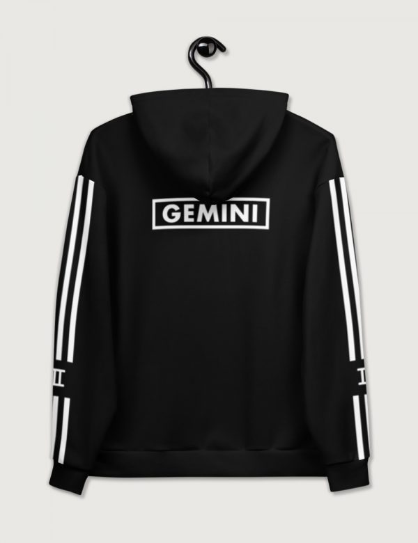 Astrology Gemini Star Sign Striped Retro Trainer Hoodie Sweater Black Back