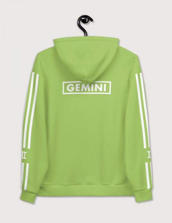 Astrology Gemini Star Sign Striped Retro Trainer Hoodie Sweater Fluorescent Green Back
