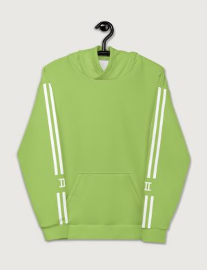 Astrology Gemini Star Sign Striped Retro Trainer Hoodie Sweater Fluorescent Green Front