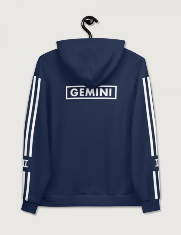 Astrology Gemini Star Sign Striped Retro Trainer Hoodie Sweater Navy Back
