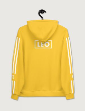 Astrology Leo Star Sign Striped Retro Trainer Hoodie Sweater Yellow Back