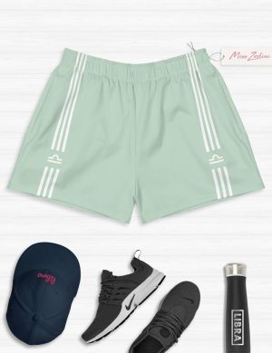 Astrology Libra Star Sign Striped Retro Trainer Short Mint Green Front Flat