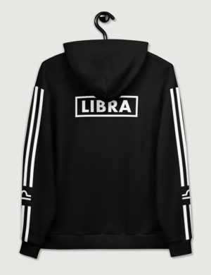 Astrology Libra Star Sign Striped Retro Trainer Hoodie Sweater Light Black Back