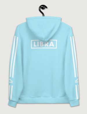 Astrology Libra Star Sign Striped Retro Trainer Hoodie Sweater Light Blue Back