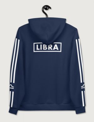 Astrology Libra Star Sign Striped Retro Trainer Hoodie Sweater Navy Back