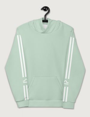 Astrology Libra Star Sign Striped Retro Trainer Hoodie Sweater Mint Green Front