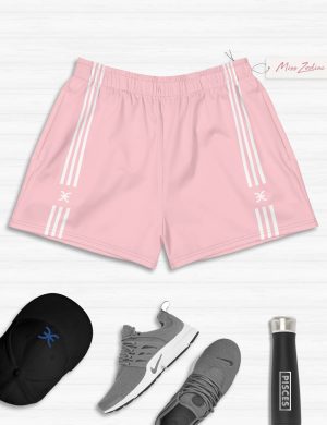 Astrology Pisces Star Sign Striped Retro Trainer Short Pink Front
