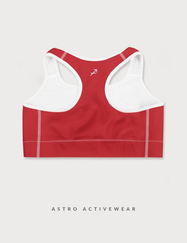 Sagittarius Star Sign Font Striped Trainer Printed Sports Bra Red Back
