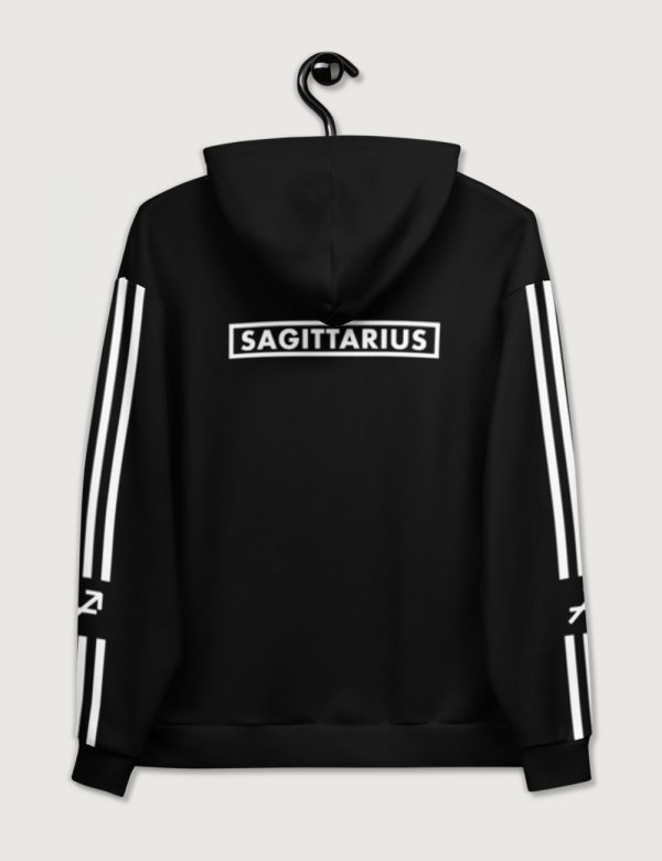Astrology Sagittarius Star Sign Striped Retro Trainer Hoodie Sweater Black Back