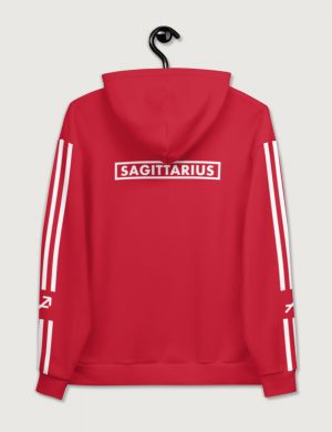 Astrology Sagittarius Star Sign Striped Retro Trainer Hoodie Sweater Red Back