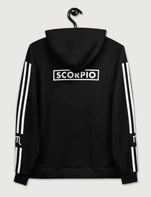 Astrology Scorpio Star Sign Striped Retro Trainer Hoodie Sweater Black Back