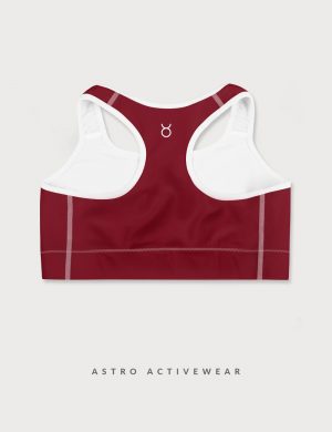 Taurus Star Sign Font Striped Trainer Printed Sports Bra Red Back