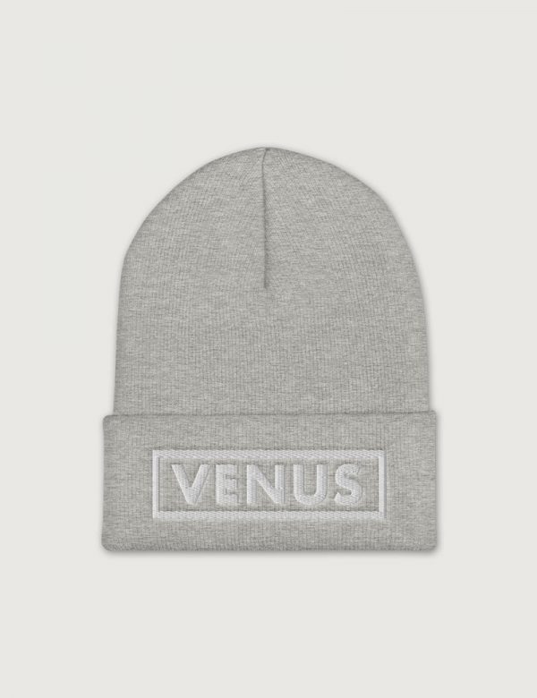 Miss Zodiac Planet Venus Font Embroidery Winter Beanie Light Grey