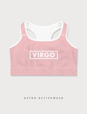Virgo Star Sign Font Striped Trainer Printed Sports Bra Pink Front