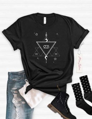 Miss Zodiac Boho Astrology Cancer T shirt Black