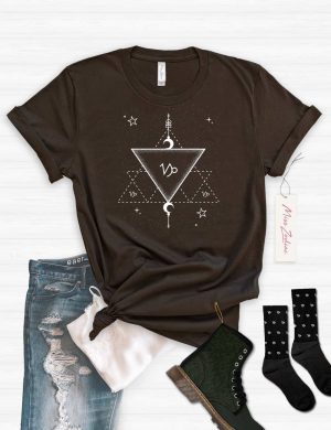 Miss Zodiac Boho Astrology Capricorn T-Shirt Brown