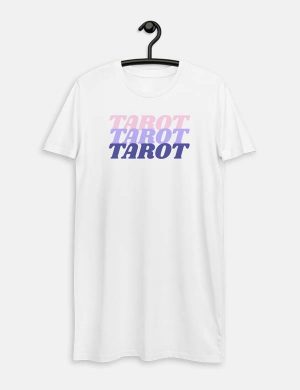 Miss Zodiac Triple Tarot Organic Oversized T-Shirt or Dress White